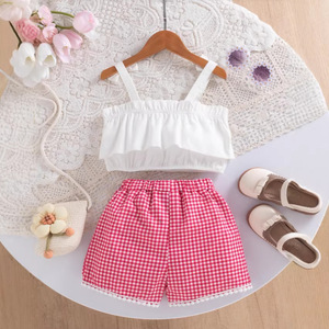 Set Estivo Casual per Bambine: Canotta e Pantaloncini a Quadri, Due Pezzi - Product Image 4