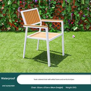 Modern Black Aluminum Balcony & Garden Chair Outdoor <b>Dining</b> <b>Armchair</b> Waterproof Patio Seating Comfortable for Cafe Courtyard - Product Image 2