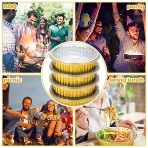 Aluminum Round Foil <b>Container</b> Disposable <b>Takeaway</b> Food <b>Container</b> Aluminum <b>Containers</b> with clear Lids - Product Image 5