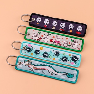 Porte-clés rectangulaire en tissu tissé, motif dessin animé <span class=keywords><strong>Totoro</strong></span> et Hommes Sans Visage, style anime japonais Hayao Miyazaki, pour moto - Product Image 1