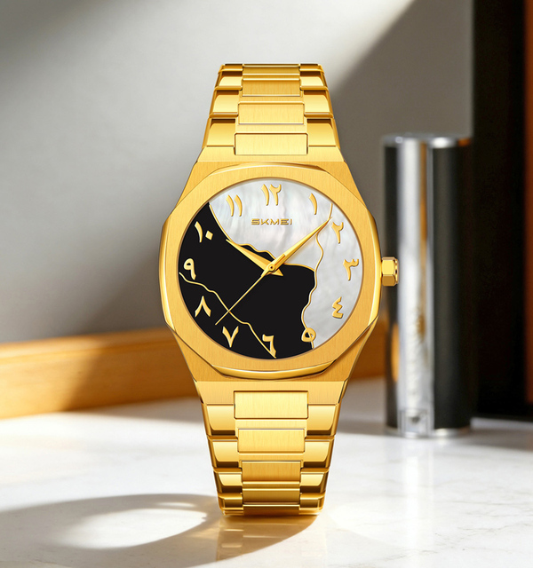 Wholesale Luxury Gold Popular Indian Number Waterproof Customized Logo Analogue Quartz Watch for Men