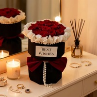 Bouquet de roses rouges en forme de nœud, proposition, confession, cadeau romantique de luxe léger, fleur de savon en gros