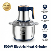 Robot culinaire électrique puissant 500W, hachoir à viande en acier inoxydable 304, machine à hacher la viande 5L, portable pour la maison et les restaurants