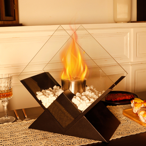 Cheminée <span class=keywords><strong>portable</strong></span> décorative en métal noir, à éthanol, pour intérieur, patio, balcon - Product Image 5