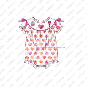 Vêtements <span class=keywords><strong>de</strong></span> saint-valentin pour filles, <span class=keywords><strong>tenue</strong></span> smockée, cœurs brodés, vêtements personnalisés pour petites filles, vêtements à la mode, 2023 - Product Image 3