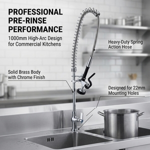 Robinet de cuisine flexible avec douchette extractible pour lavage commercial - Product Image 3