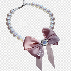 قلادة أنيقة وحلوة على شكل فيونكة لؤلؤية للقطط والكلاب بأسلوب الأميرات - Product Image 3