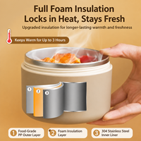 Boîte à lunch Topnovo en acier inoxydable 304, conteneur alimentaire isotherme sous vide, boîte à lunch thermique étanche avec couche extérieure en PP de qualité alimentaire