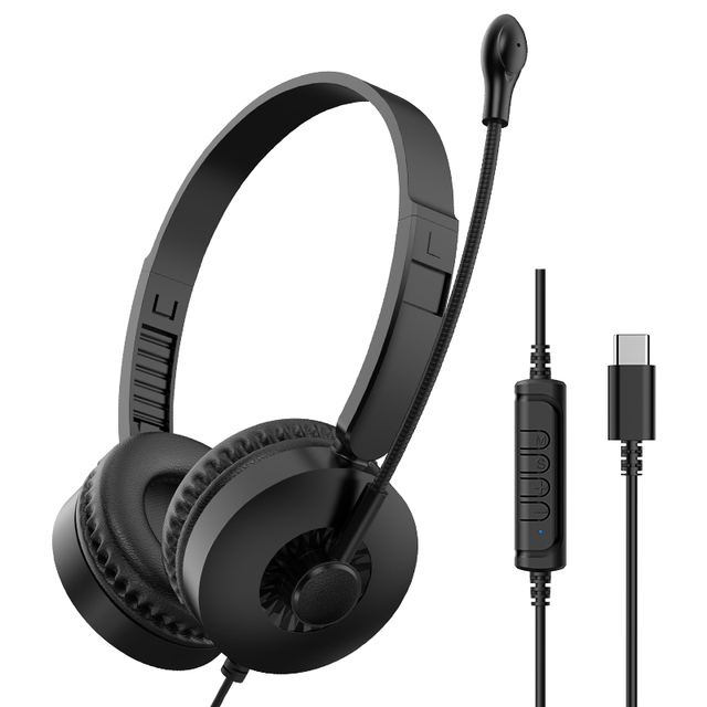 Noise Cancelling Headphone Call System Headphone with Microphone Wired Headset Gaming Earphone Type C From Factory