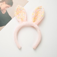Serre-tête unisexe en peluche à sequins, fait main, oreilles de lapin de Pâques, accessoires de mode pour cheveux, décoration faciale, vente en gros