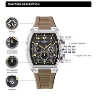 Montre pour homme NAVIFORCE 6118, chronographe à quartz, résistante à l'eau, multifonction, bracelet en silicone, montre sport