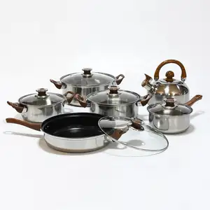 New Stock Arrival 12 Pcs Luxury Non Stick Stainless Steel Cookware Set Pots And Pans