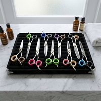 Ciseaux de coiffure Huodong authentiques, à dents plates, pour effilage, finition sans trace, ensemble de neuf pièces, professionnels pour stylistes, modèle feuille de saule