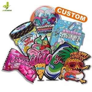 Aangepaste Print Hersluitbare 3.5G 8e 3.5 Lege Cookie Candy Speciaal Gevormde Ziplock Geur Proof Cut Cali Packs Gestanst Mylar Zakken