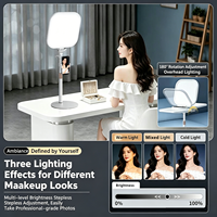 Lampe de bureau carrée à LED pour éclairage d'appoint, lumière douce pour diffusion en direct avec support de téléphone, pour enregistrement vidéo beauté, maquillage et photographie