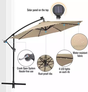 Sombrilla de Jardín Moderna, Semi-Automática, con LED Solar, Tipo Cantilever, para Exteriores - Product Image 3