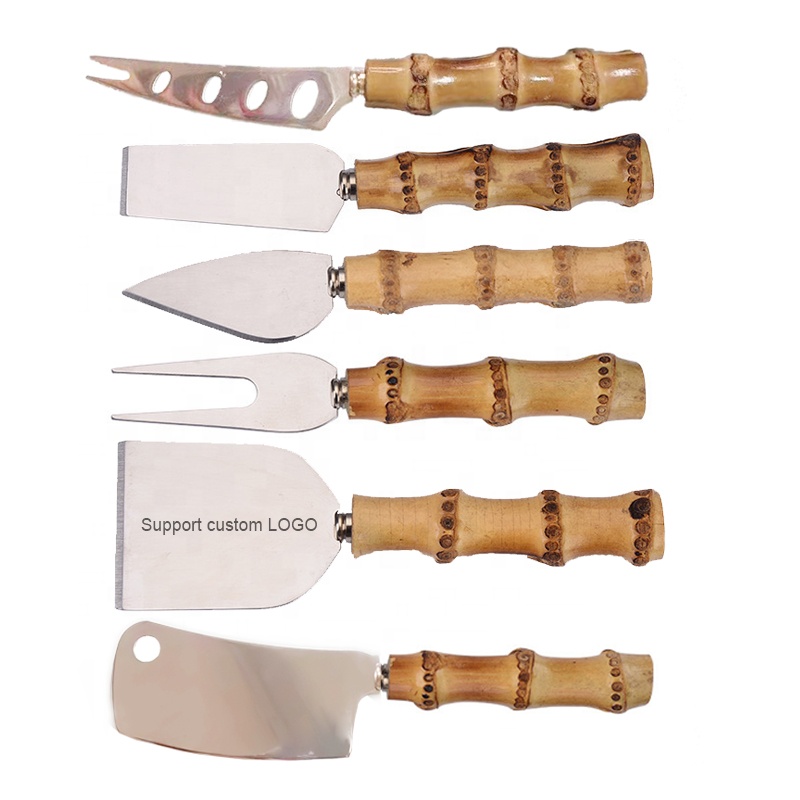 Инструменты для сыра с деревянной ручкой из бамбука, резак для сыра, мини-ножи, разбрасыватель масла, вилки, лопатка, набор ножей для сыра из нержавеющей стали