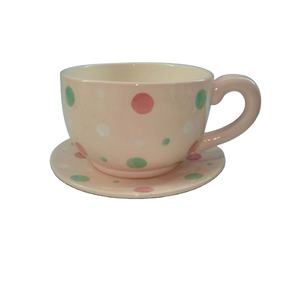 <span class=keywords><strong>Pot</strong></span> <span class=keywords><strong>de</strong></span> fleurs en forme <span class=keywords><strong>de</strong></span> tasse à café et soucoupe, <span class=keywords><strong>pot</strong></span> en dolomite, <span class=keywords><strong>pot</strong></span> en céramique peint à <span class=keywords><strong>la</strong></span> main - Product Image 1