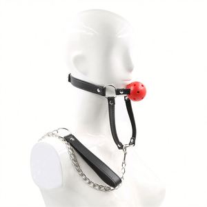 ที่ปิดปากลูกแบบแข็งสำหรับเทรนเนอร์พร้อมโซ่สายจูงแบบปรับได้อุปกรณ์ทาสและอุปกรณ์ทางเพศสำหรับผู้ใหญ่ - Product Image 6