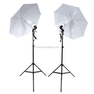 Ombrello Photo Studio kit 2 pezzi ombrelli bianchi + 2 pezzi 2M Light stand + 2 pezzi portalampada + 2 pezzi lampadine (45W/5400K - Product Image 1
