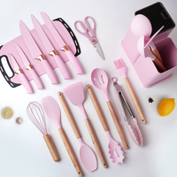 Nouvel ensemble d'ustensiles de cuisine en bois et silicone – Spatules et cuillères pour la cuisson