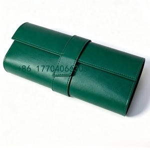 Étui à montres en cuir de qualité supérieure avec doublure douce, organisateur à 3 compartiments, boîte de rangement élégante, forme rectangulaire, fermeture à bouton - Product Image 6