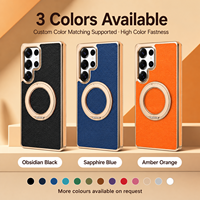 Coque de téléphone en PU texturé Togo personnalisée en gros avec béquille rotative à 360° pour la série Samsung Galaxy S23-S26 Ultra