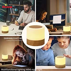 Lampe de chevet tactile RGB en bois avec capteur, port de charge USB rapide, 3 niveaux de luminosité réglables pour chambre/bureau - Product Image 5
