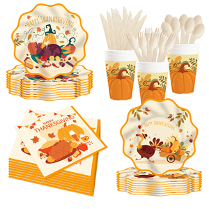 Juego de Vajilla con Tema de Hojas de Arce y Pavo de Acción de Gracias DAMAI, Platos de Papel, Vasos, Servilletas, Decoración de Mesa de Acción de Gracias, Decoraciones para Fiestas - Product Image 2