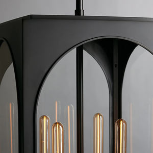 Luminaire suspendu d'extérieur palladien en acier et verre de conception américaine pour le salon - Product Image 3