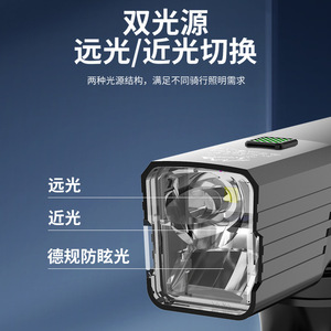 Nouveau phare avant de vélo en alliage d'aluminium LED, résistant à l'eau IP6, rechargeable, 4 modes, faisceau puissant, lampe de nuit pour la conduite - Product Image 4