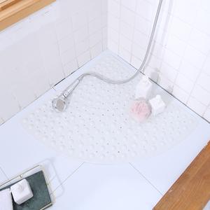 Tapis de douche triangle antidérapant tapis de bain quadrant respectueux de la peau tapis de douche d'angle avec ventouses, blanc - Product Image 6