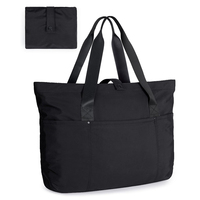 Faltbare Polyester-Tragetasche mit individuellem Logo für Damen, Arbeit, Reisen, große Schultertasche, Einkaufstasche mit Reißverschluss und Knopf