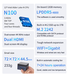 N100บลูมินิพีซี <span class=keywords><strong>NUC</strong></span> แรม DDR4 SSD เก็บข้อมูล8GB วิดีโอ WiFi <span class=keywords><strong>VESA</strong></span> ขนาดกะทัดรัดตั้งโต๊ะสำหรับบ้านสำนักงานอุตสาหกรรม <span class=keywords><strong>Intel</strong></span> EU ใหม่ - Product Image 6