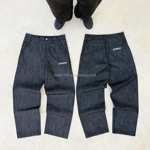 Custom Selvedge Raw Denim Pants 100%Cotton Baggy <b>Jeans</b> Casual Men's Trousers Straight Leg Oversized Vintage <b>Jeans</b> for Men - Product Image 1