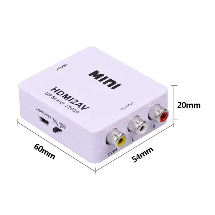 HDMI to AV Converter, 1080P HDMI to RCA CVBs Composite Video Audio Converter Adapter Supporting PAL/NTSC with USB Cable