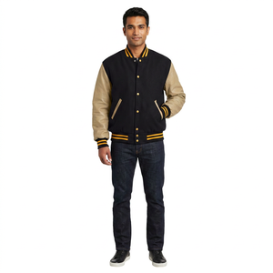 Fine quality by manufacturer Varsity <b>Jackets</b> for Men Stand Collar Woolen Fabric Casual CollegeBaseballjacket for men - Product Image 1