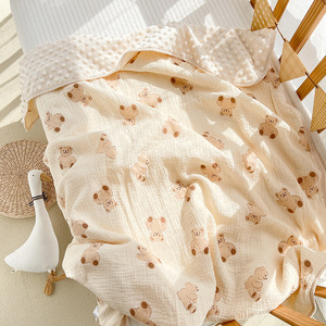 Minky Dot selimut bedong bayi, kain kasa 100% katun tenun teknik dengan pola daun pengisi pencampuran - Product Image 2