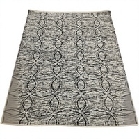 Tapis moderne géométrique antidérapant rectangulaire gris et noir en laine de Nouvelle-Zélande noué à la main, style marocain, à poils longs, avec support en coton pour salon