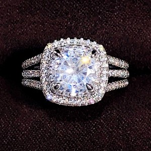 Juego de Anillos de Pareja de Doble Capa en Tono Plateado, Elegante Anillo de Moda para Vestido de Fiesta, Accesorio para Atuendo Diario - Product Image 2