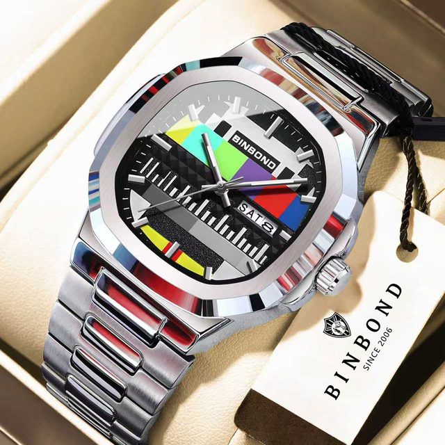 Binbond B1984 1984 Men Quartz Watch Stainless Steel Analog Wristwatch Waterproof Luminous Date Business Casual Clock Wholesale