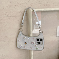 Étui de téléphone antichoc style sac à main avec chaîne et diamants étincelants pour 17Promax 16promax 15 14 13 12