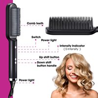 Brosse Lissante Écran LCD, Peigne Fer Plat Mini Brosse Coiffante Beauté pour Lisser les Cheveux