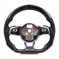 Volant sport à fond plat en fibre de carbone pour Volkswagen Golf 7 MK7.5 Bora Passat CC Jetta, modification personnalisée