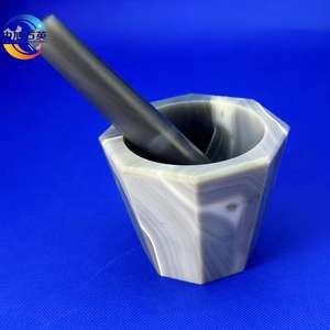 ชุดครกและสากหินอาเกตแข็ง ขนาดเส้นผ่านศูนย์กลางภายใน ทำจากหินอาเกตธรรมชาติ ขัดเงา สีเทา ความจุสูง สำหรับบด - Product Image 6