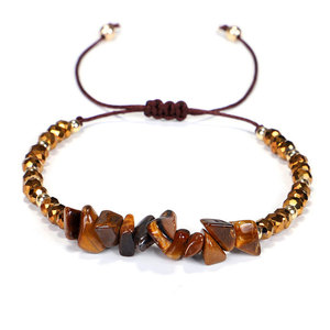 Venta al por mayor bohemio irregular grava Piedra Natural <span class=keywords><strong>tejida</strong></span> ajustable cristal amatista cuarzo rosa pulsera tobilleras para las mujeres - Product Image 4