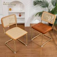 Chaise de salle à manger en rotin, ensemble de siège, en bois massif, de style nordique moderne, de haute qualité tout naturel