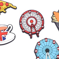 Breloques de chaussures en PVC personnalisées avec drapeau de Chicago, Illinois, pour la vente en gros, décorations pour sabots et sandales