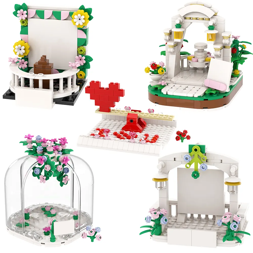 MOC4094-4098 città serie scena del matrimonio arco chiesa amore cuore amore sposa sposo blocchi di plastica per bambini giocattoli regali creativi