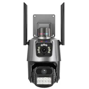 Icsee 8mp Wifi Dual Lens Camera Monitor Home Outdoor Hd Phone Remote Ptz Camera Night Vision Gun And Ball Camera For Home 4k